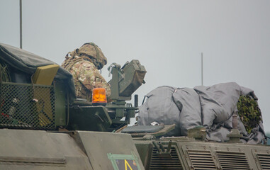 close up of the driver planning a route on a British Army Challenger Armored Repair and Recovery...