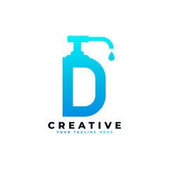 Antibacterial Hand Sanitizer Logo. Initial Letter D with Hand Sanitizer Logo.