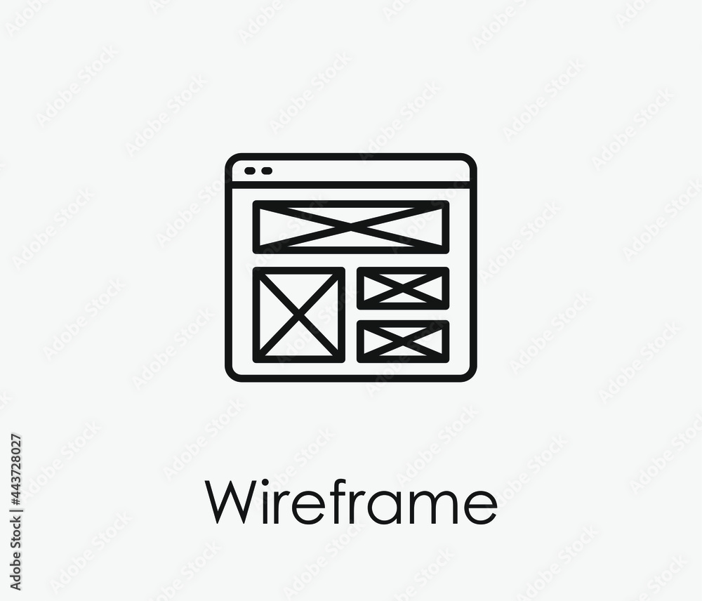 Poster wireframe vector icon. editable stroke. symbol in line art style for design, presentation, website o
