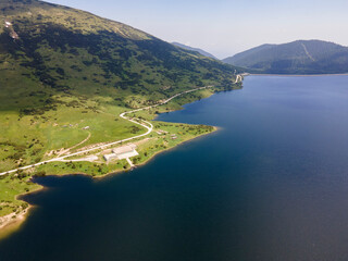 Obraz premium Aerial view of Belmeken Dam, Rila mountain, Bulgaria