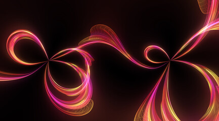 organic smooth and colorful and silky glowing light lines in abstract form and black background