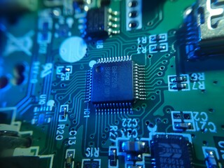 The integrated circuit (IC) inside a joystick of console game 