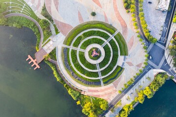 Aerial of the square in Nanjing city