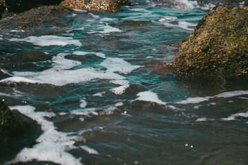 water flowing over rocks