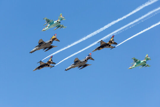 Turkey,Konya - 07 01 2021 : Demonstrations of warplanes during the exercise with international participation in Turkey with the name Anatolian eagle training 2021.