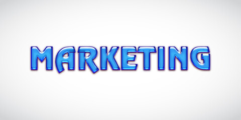 MARKETING blue vector geometric typography banner with shading