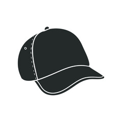 Sport Cap Icon Silhouette Illustration. Baseball Hat Vector Graphic Pictogram Symbol Clip Art. Doodle Sketch Black Sign.
