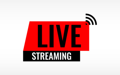 Live Stream or live streaming symbol icon with play button in red, isolated on white background vector illustration. easy to edit for broadcasting or advertising online.