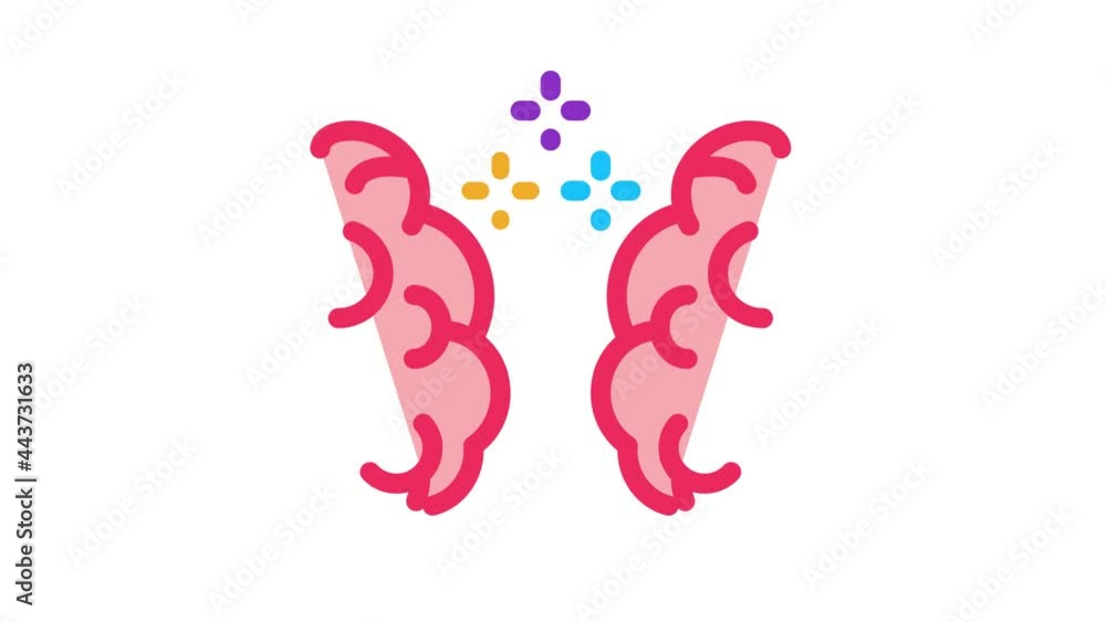 Poster brain synchronization icon animation. color brain synchronization animated icon on white background