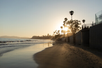 sunset at the beach, Montecito, Santa Barbara, California - obrazy, fototapety, plakaty