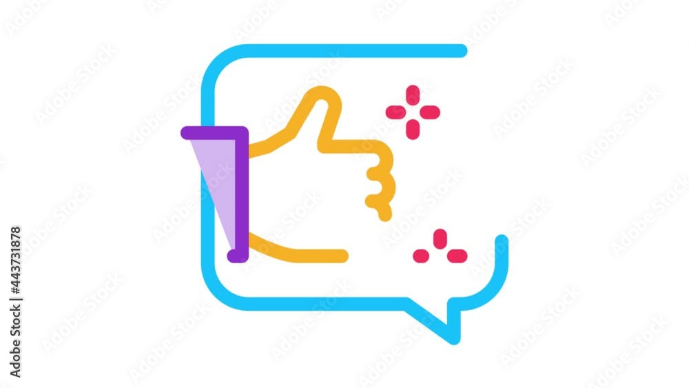 Poster confirmation of right thought icon animation. color confirmation of right thought animated icon on w