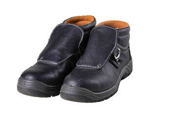 Dark boots for the welder. Specialist protective clothing for mechanics and locksmiths.