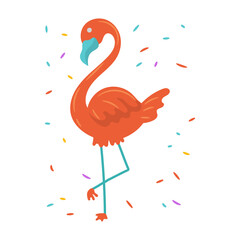 Hello Summer Flamingo vector illustration, simple and cute flat design