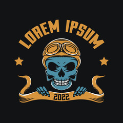 skull head with orange helmet, glasses holding letter frame