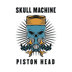 a piston skull head illustration