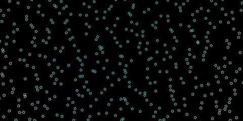 Dark Green vector background with small and big stars.