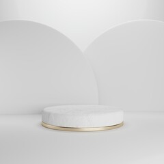 Minimal mock up abstract background with rock podium gold trim for product display. Concept scene stage showcase, product, nature, perfume, presentation - 3D Render