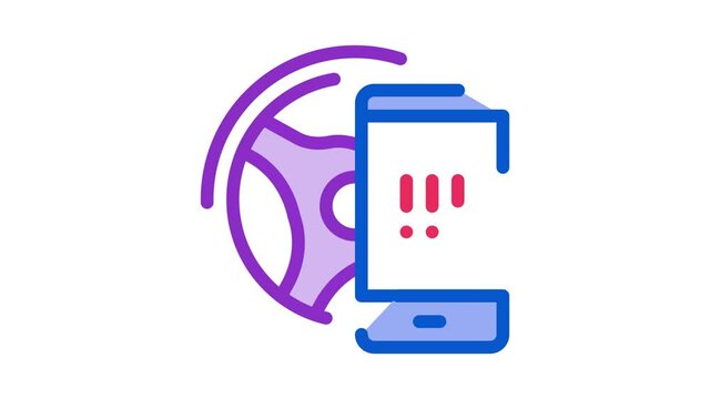 distracting phone while driving Icon Animation. color distracting phone while driving animated icon on white background