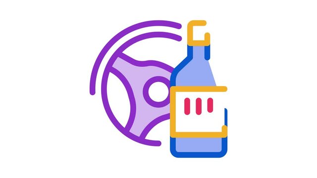 drunk driving Icon Animation. color drunk driving animated icon on white background