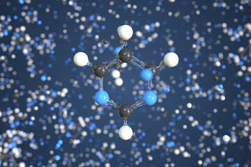 Molecule of pyrimidine, conceptual molecular model. Scientific 3d rendering
