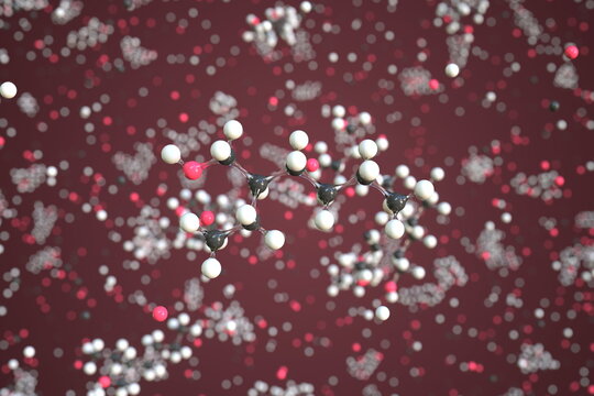 2-ethyl-1-hexanol molecule. Conceptual molecular model. Chemical 3d rendering