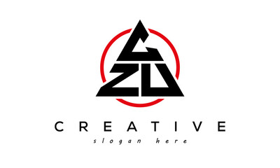 CZU triangle letter with circle logo - obrazy, fototapety, plakaty