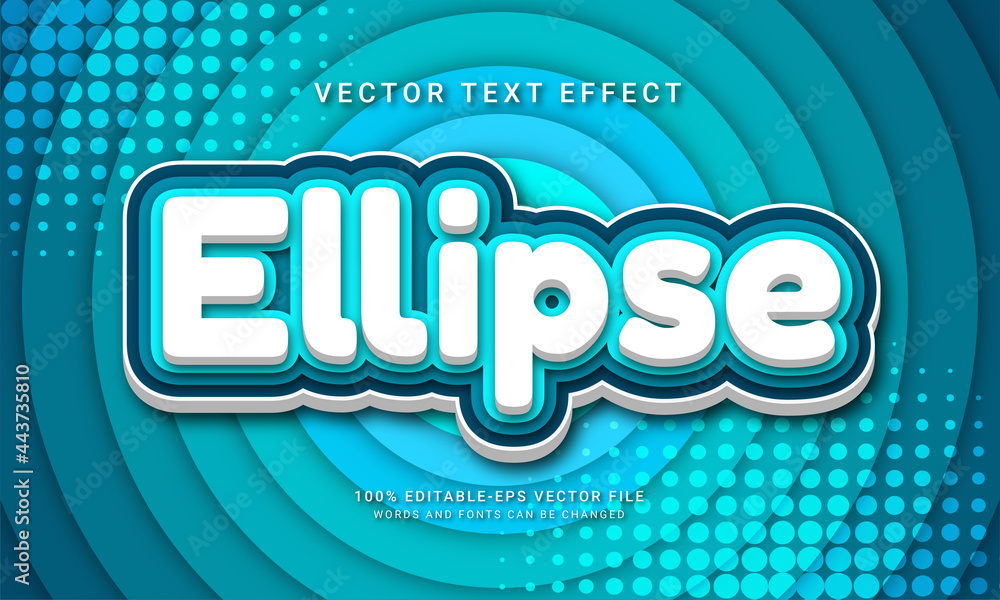 Poster ellipse editable text effect with blue color theme