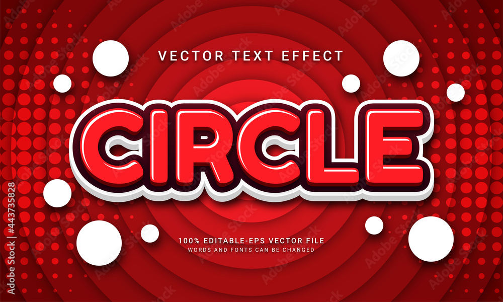 Poster circle editable text effect with red gradient color theme