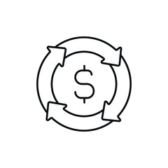 Money cycle linear icon. Investment. Thin line customizable illustration. Contour symbol. Vector isolated outline drawing. Editable stroke