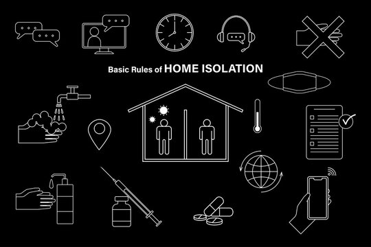 Basic Rules Of Home Isolation Concept When Diagnosed As Infected With Corona Virus Is To Self Isolate At Home By Separating Rooms Between Infected And Uninfected