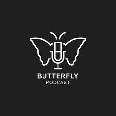 Butterfly symbol for podcast logo vector design