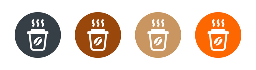 Paper coffee cup with coffee gain icon. Hot drink concept