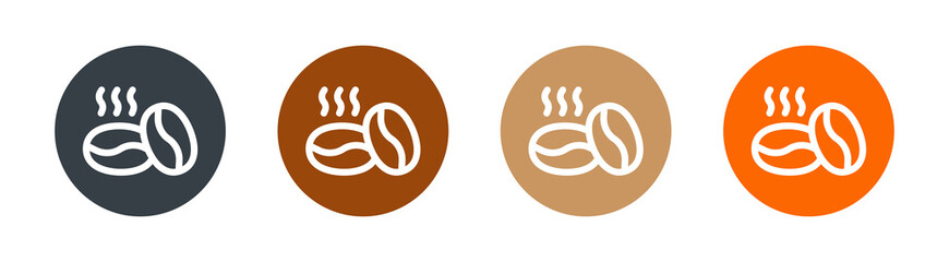 Obraz premium Roasted coffee beans icon set. Aroma of arabica vector symbol