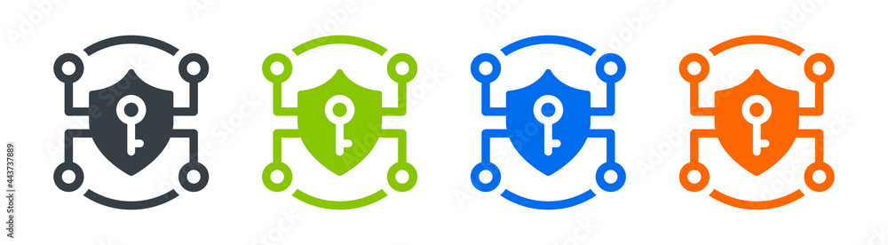 Poster security shield encryption icon vector illustration.