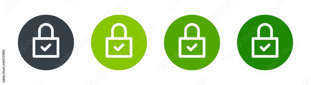 Aufkleber lock icon. containing padlock with check mark symbol of protection, safety and security concept.
