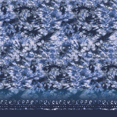 Vector blue grey allover batik seamless pattern with border