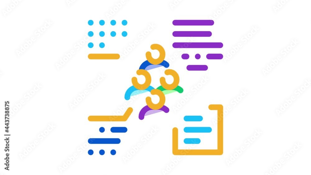 Poster functions of person from group icon animation. color functions of person from group animated icon on