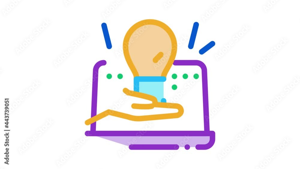 Poster computer savvy icon animation. color computer savvy animated icon on white background