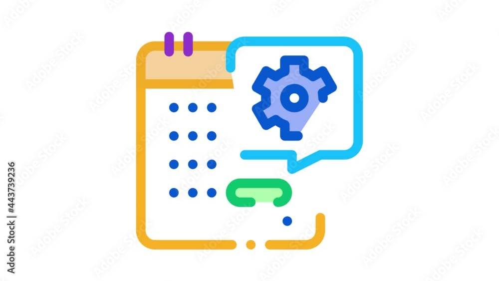Poster technical day on calendar icon animation. color technical day on calendar animated icon on white bac