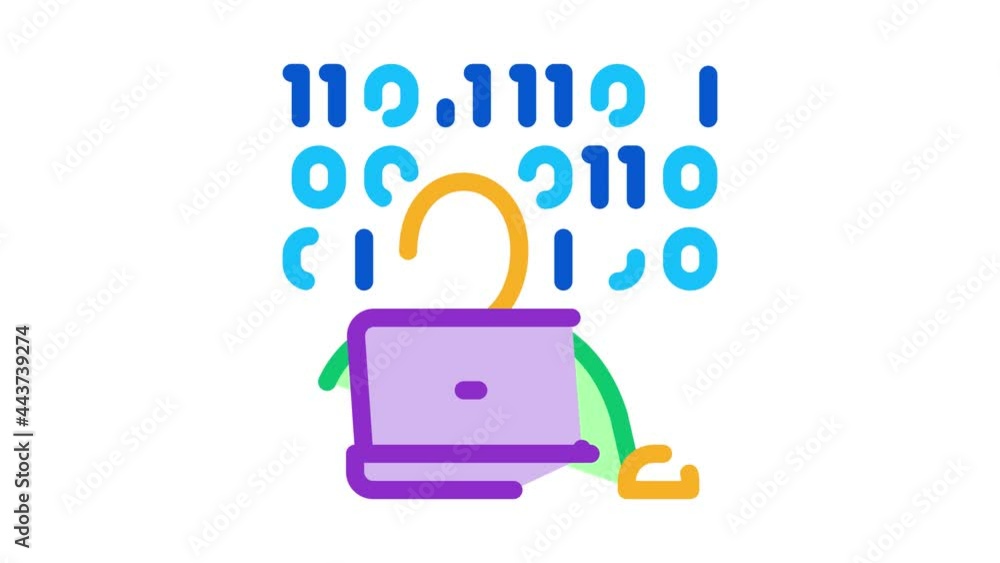 Aufkleber binary code icon animation. color binary code animated icon on white background