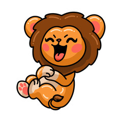 Cute baby lion cartoon laughing