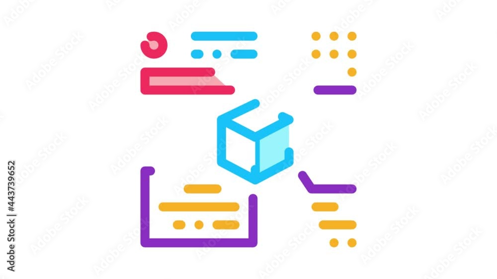Poster measurement of parameters of parcel icon animation. color measurement of parameters of parcel animat