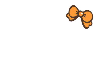 わいいオレンジ色のリボンのフレーム／手書きイラスト