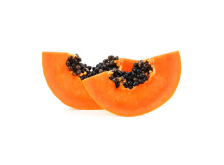 sliced of ripe papaya isolated on white background