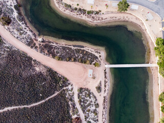 Birds eye view of Port Wakefield inlet, South Australia.