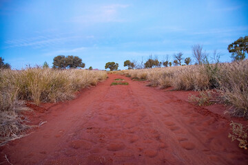 Amazing blues and reds of the Australian desert over in the Northern territory at sunset.
