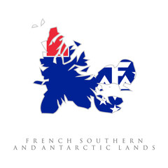 Obraz na płótnie Canvas french southern and antarctic lands flag. flat icon symbol vector illustration. Flag of the French Southern and Antarctic Lands overlaid on detailed outline map isolated on white background