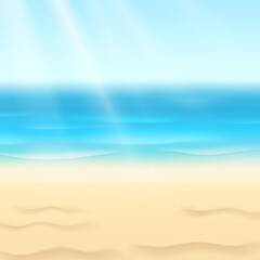 Fototapeta na wymiar Sea, sun, light, sand and blue sky background