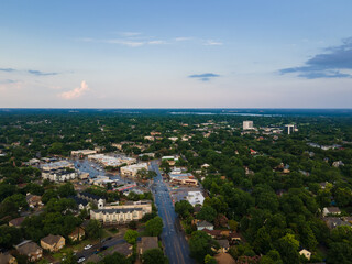 Fototapeta na wymiar Dallas, Texas \ USA 07-06-2021 Aerial View of Live Oak Street and Skillman Ave in East Dallas Texas 2021