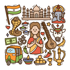India doodle illustration